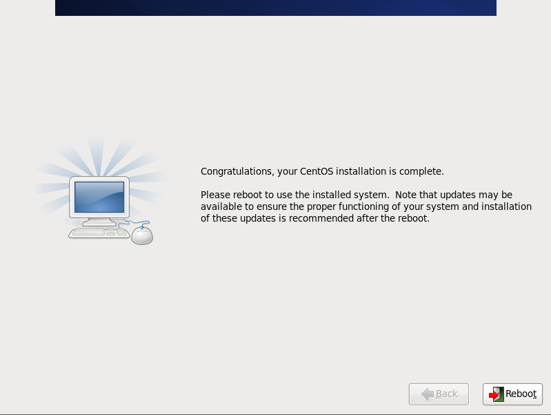 CentOS 6 congrats screen