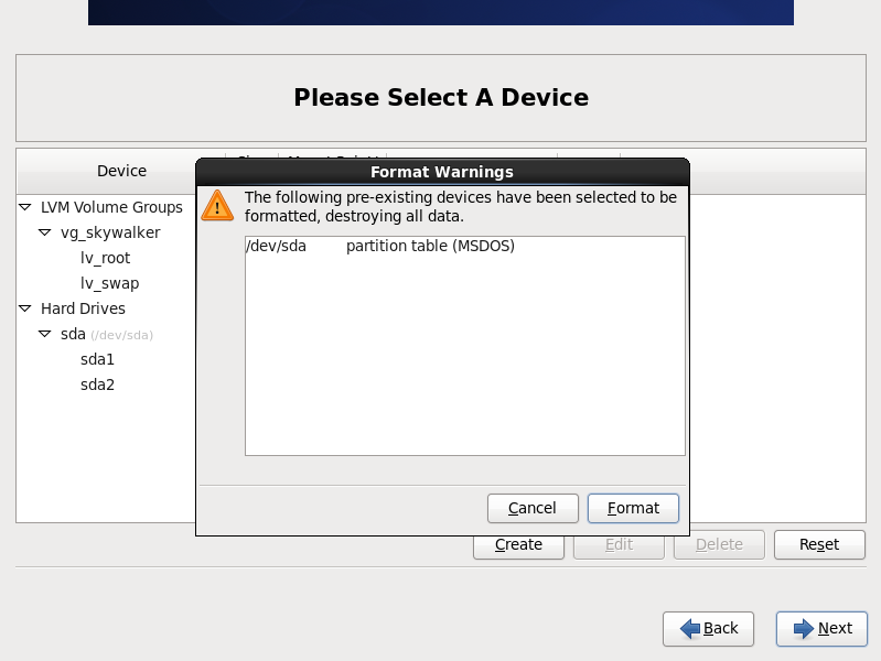 CentOS 6 format warning