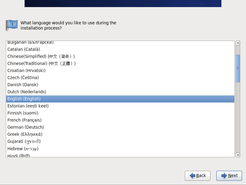  Wählen Sie Sprache Bildschirm 